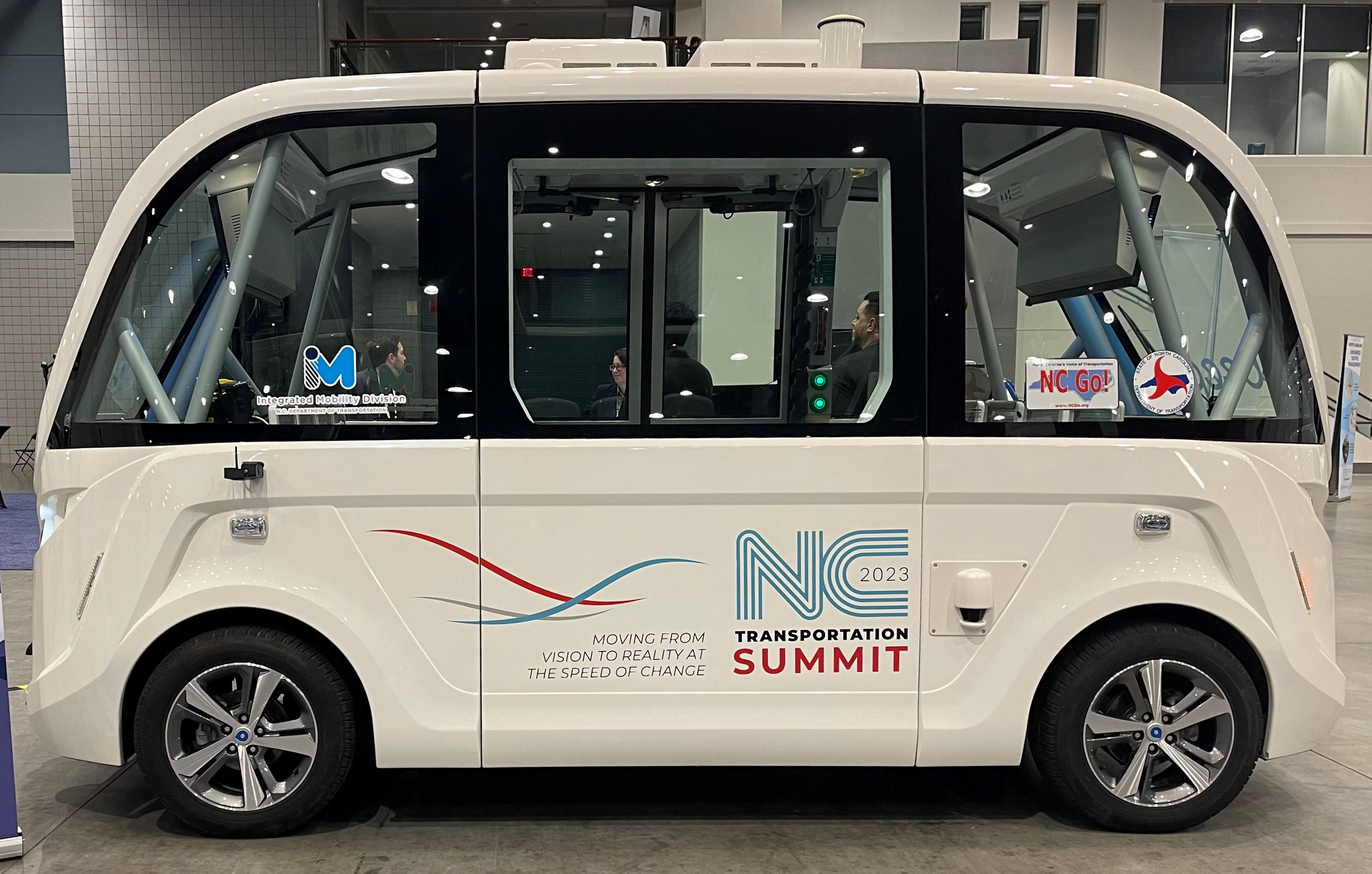 An autonomous vehicle featured at the 2023 N.C. Transportation Summit