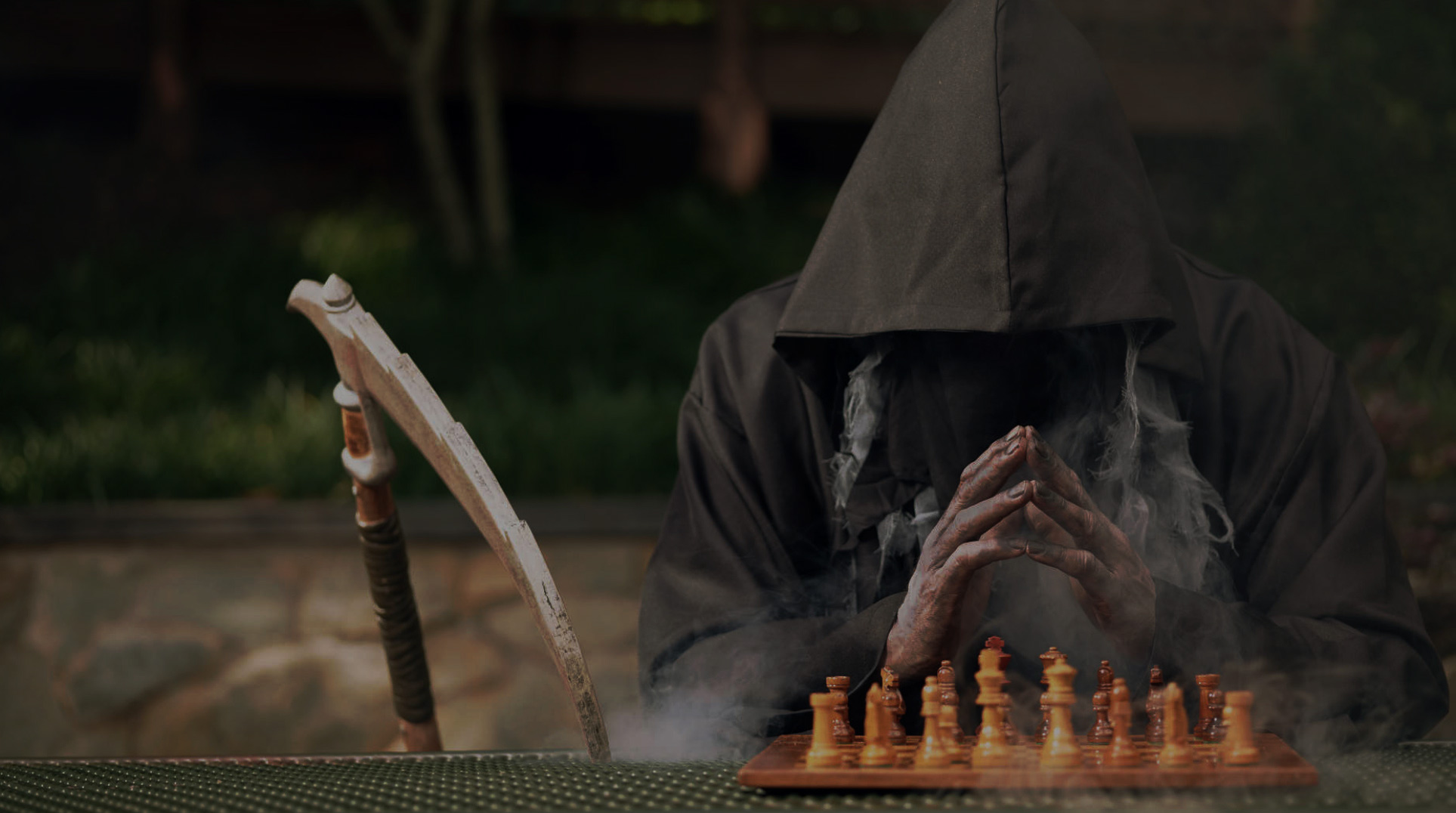 Photograph of the Grim Reaper playing chess with you