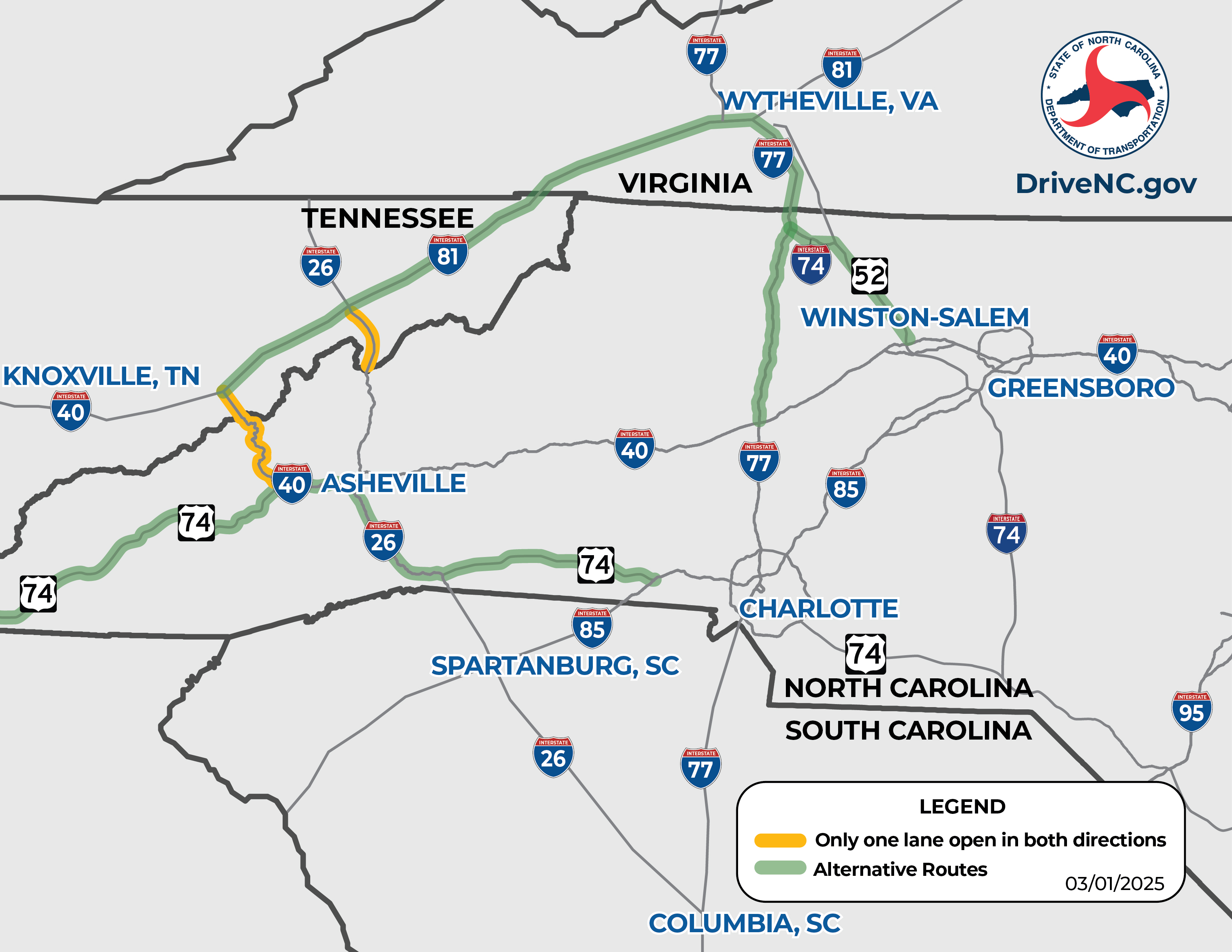 Limited truck routes and potentially hazardous road conditions in areas impacted by helene