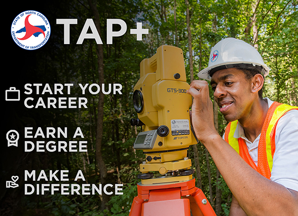 An NCDOT TAP+ employee works at a job site. 