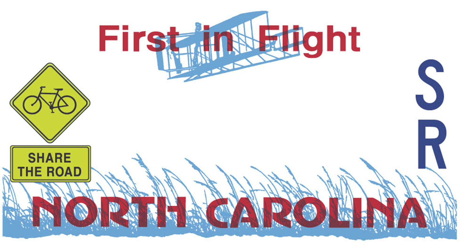 This is a photo of the Share the Road North Carolina license plate. 