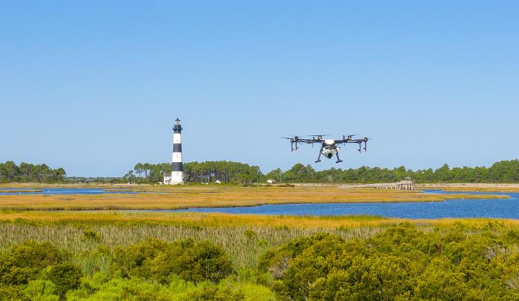 Drone Spraying Operations near Bodie Island Lighthouse