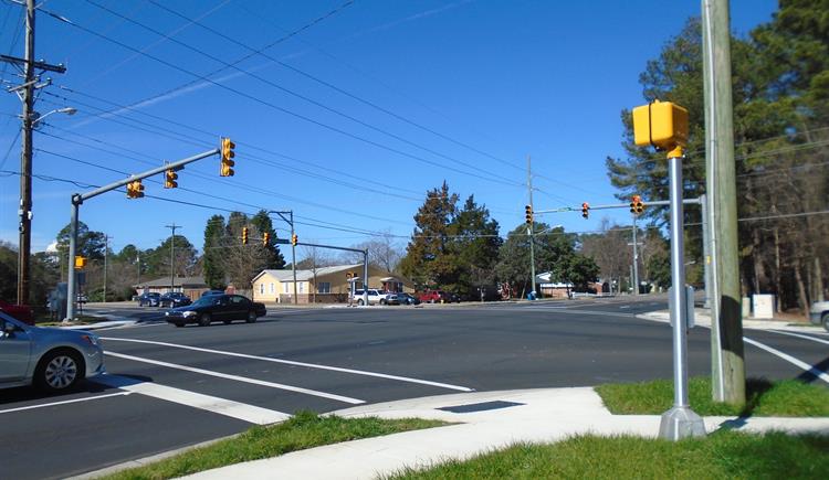 A new croswalk at a Fayetteville intersection