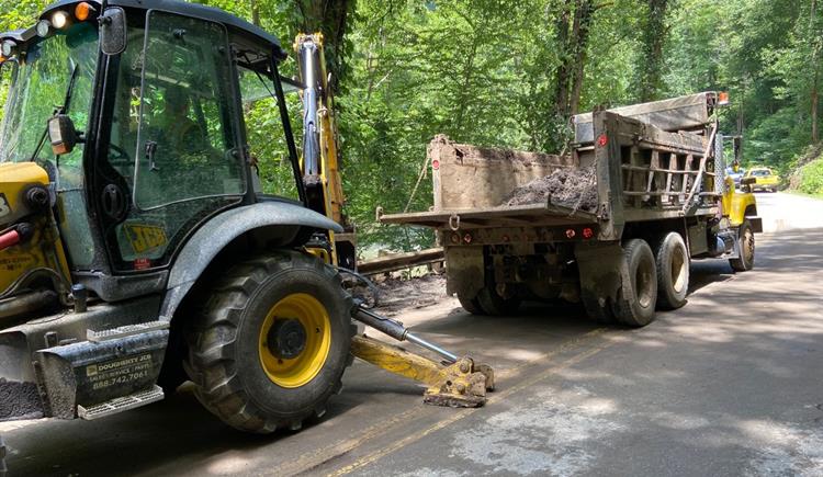 Crews clear road of debris after mudslide in Swain County