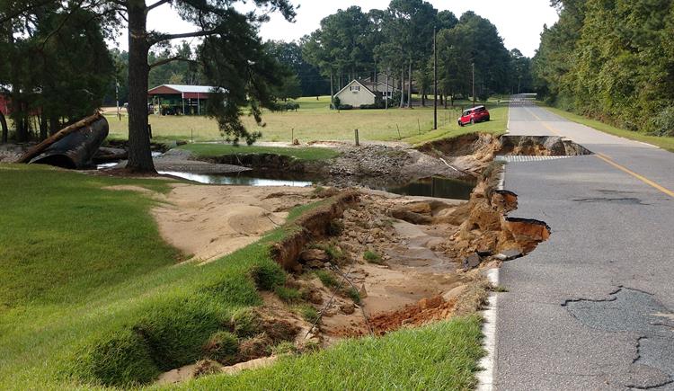 North Johnson Road was damaged by floodwaters