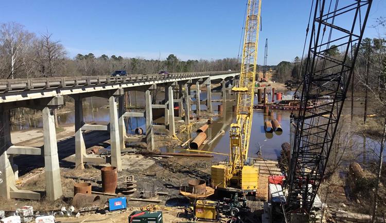 Construction of the new US 701 bridge is underway in Bladen County