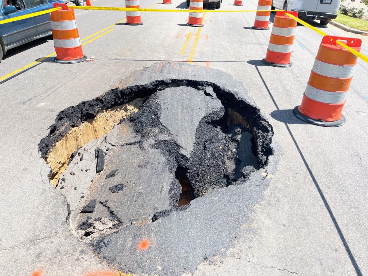 Fayetteville sink hole forms on Morganton Road