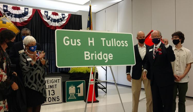 The dedication ceremony for the Gus Tulloss Bridge in Rocky Mount.