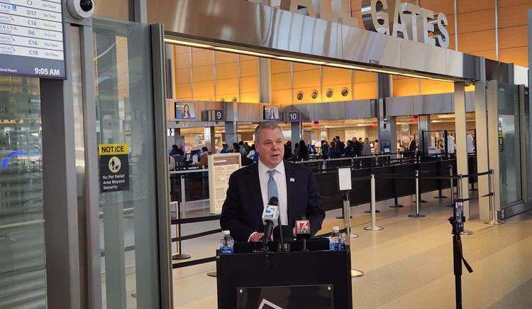 DMV Commissioner speaks during press conference at RDU about REAL ID