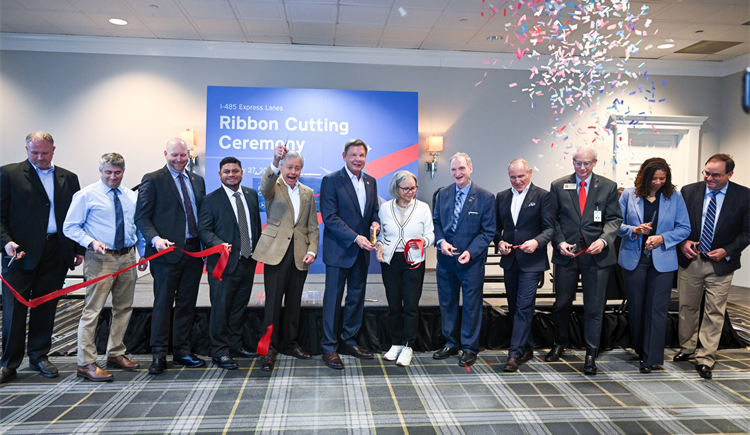 NCDOT, NCTA and other dignitaries cut the ribbon on the I-485 Express Lanes.