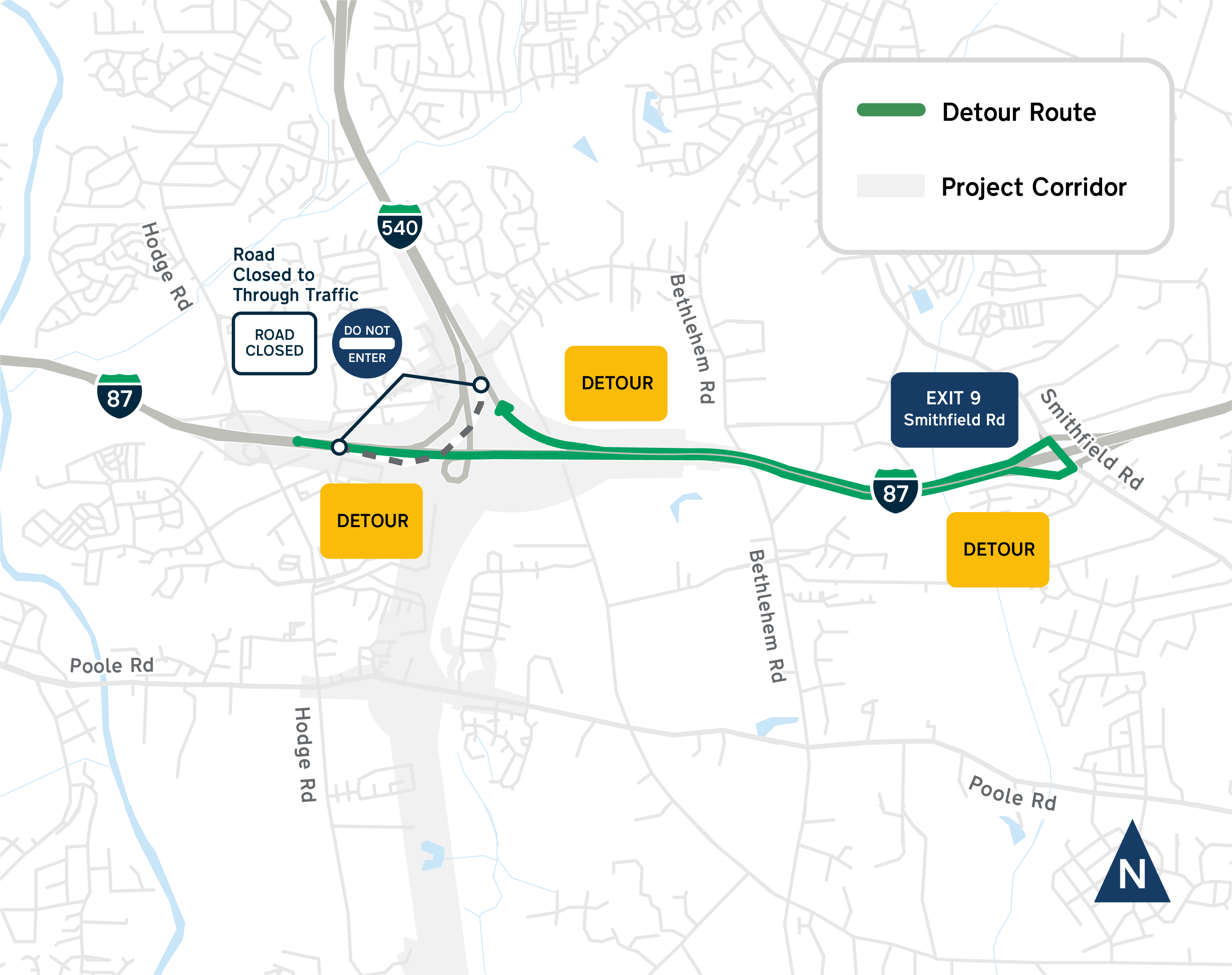 Detour route outlined for the I-87 Northbound Exit 7 closure