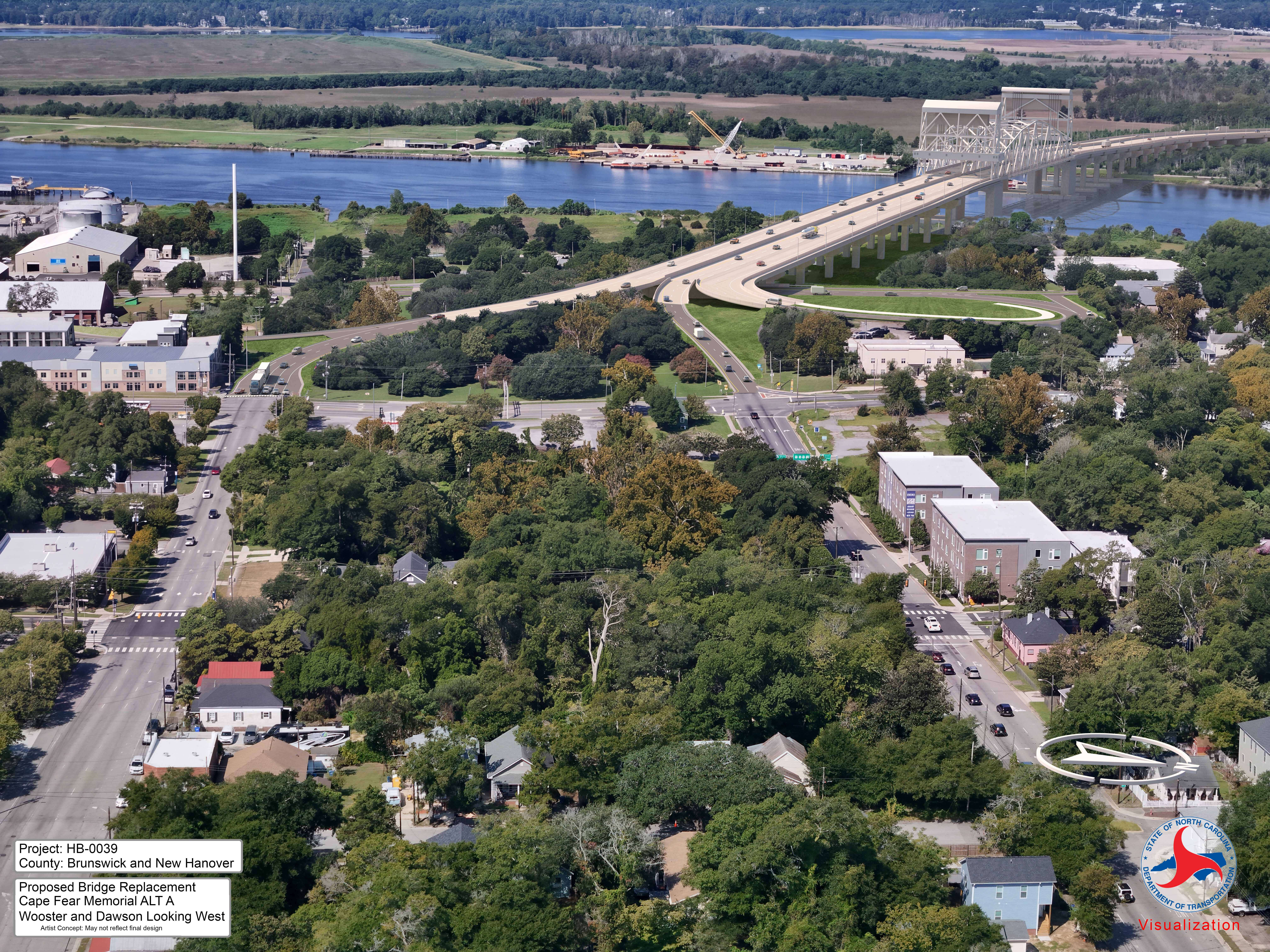 Alternative A Final shows the replacement for the Cape Fear Memorial Bridge