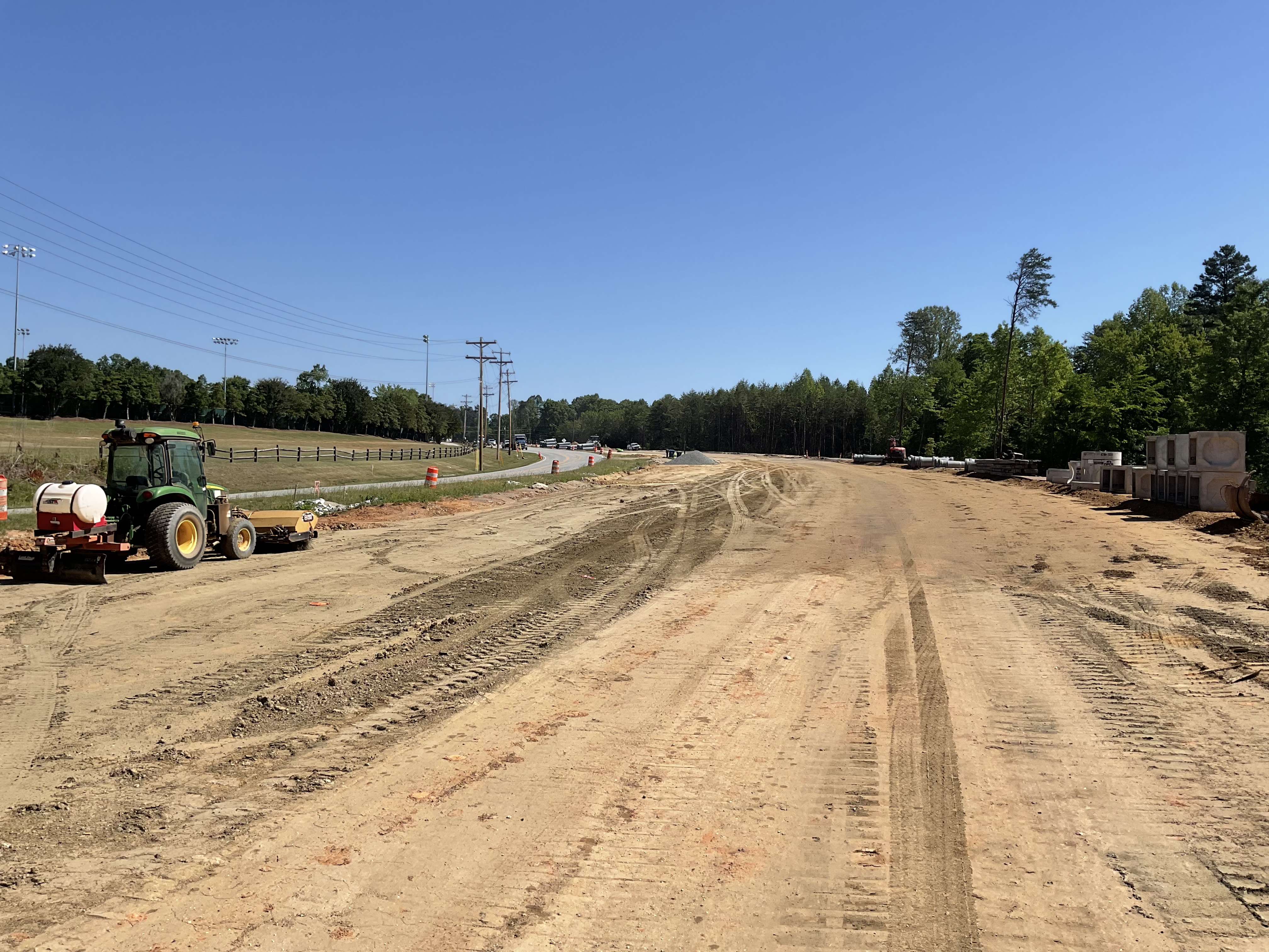 This photo shows ongoing construction to widen Johnson Street and Sandy Ridge Road in Guilford County. 