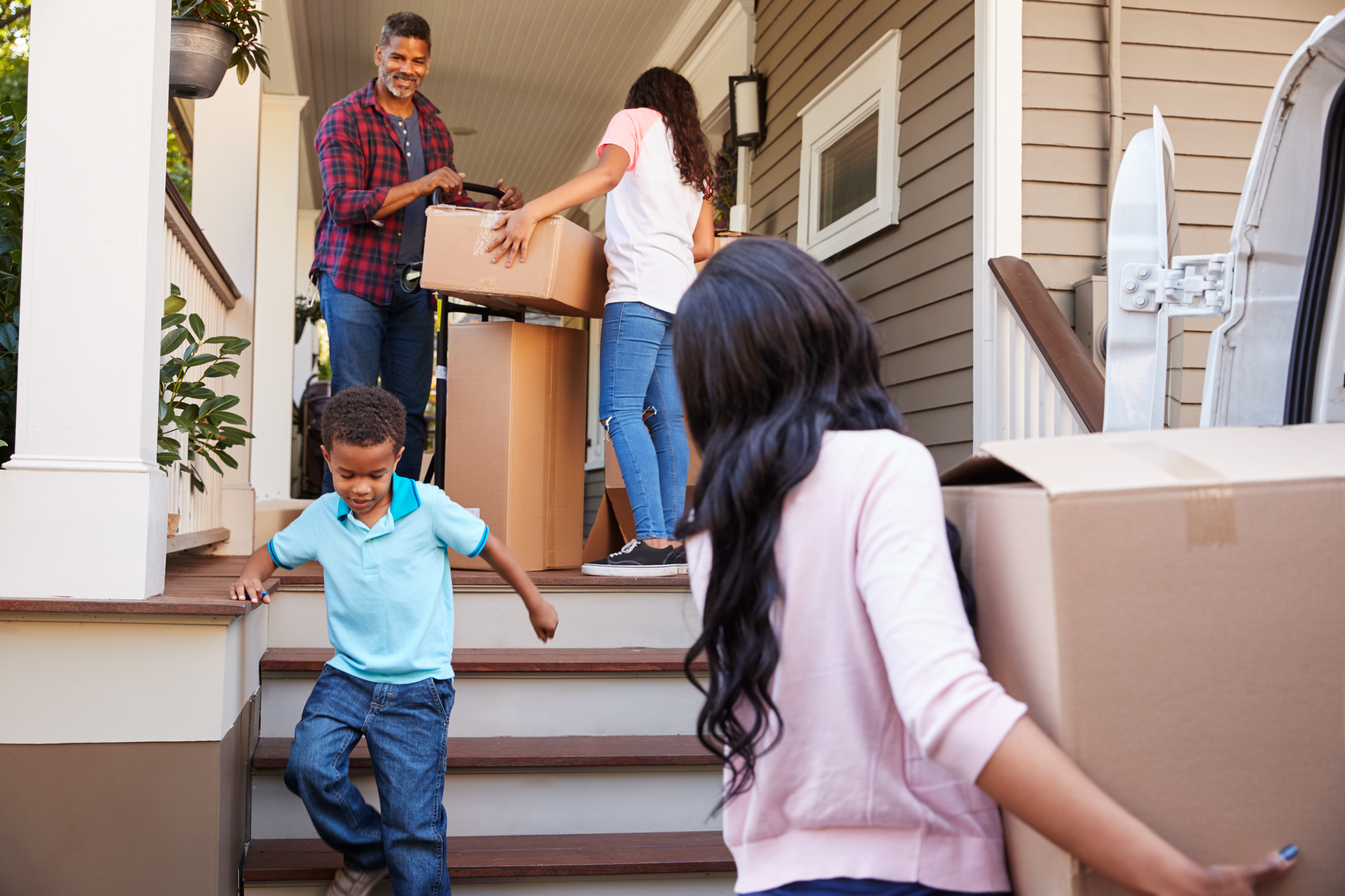 Family moving into a new home