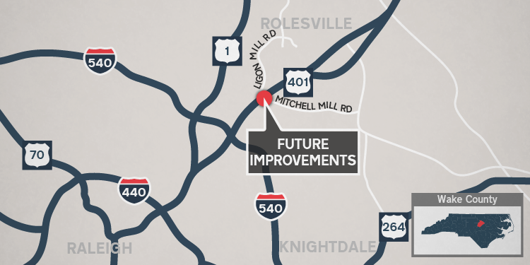 U.S. 401/Ligon Mill Road/Mitchell Mill Road/Perry Creek Road Intersection
