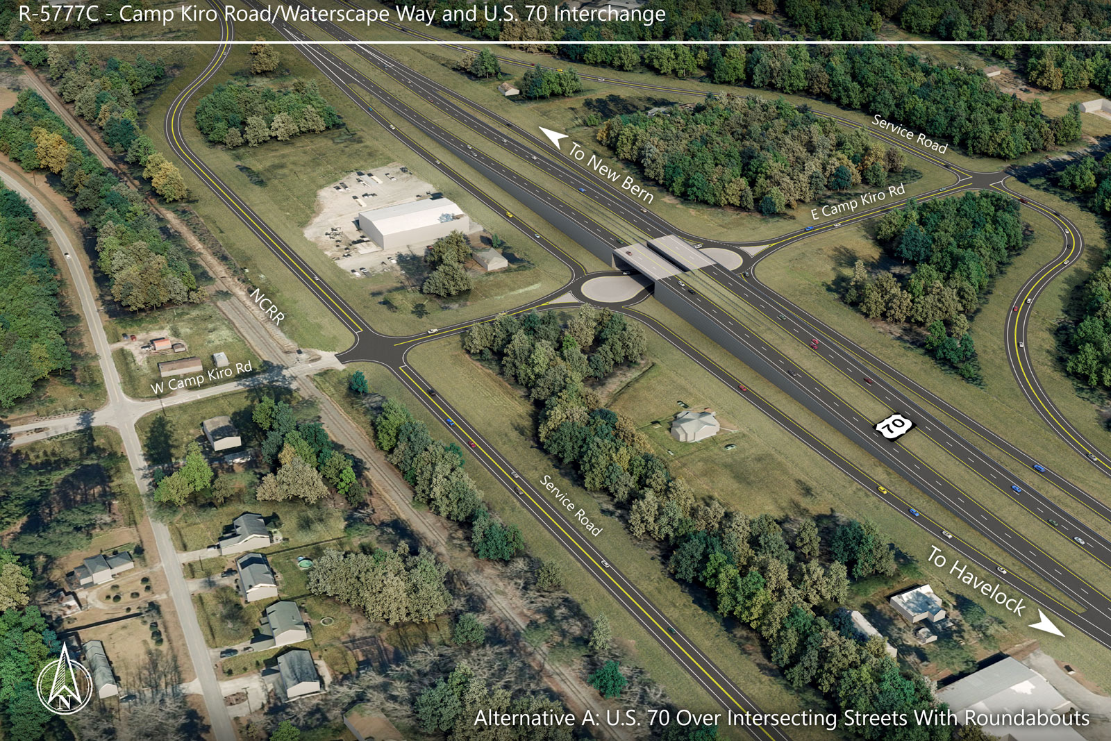 Preferred Alternative A — Camp Kiro Road/Waterscape Way and U.S. 70 Interchange