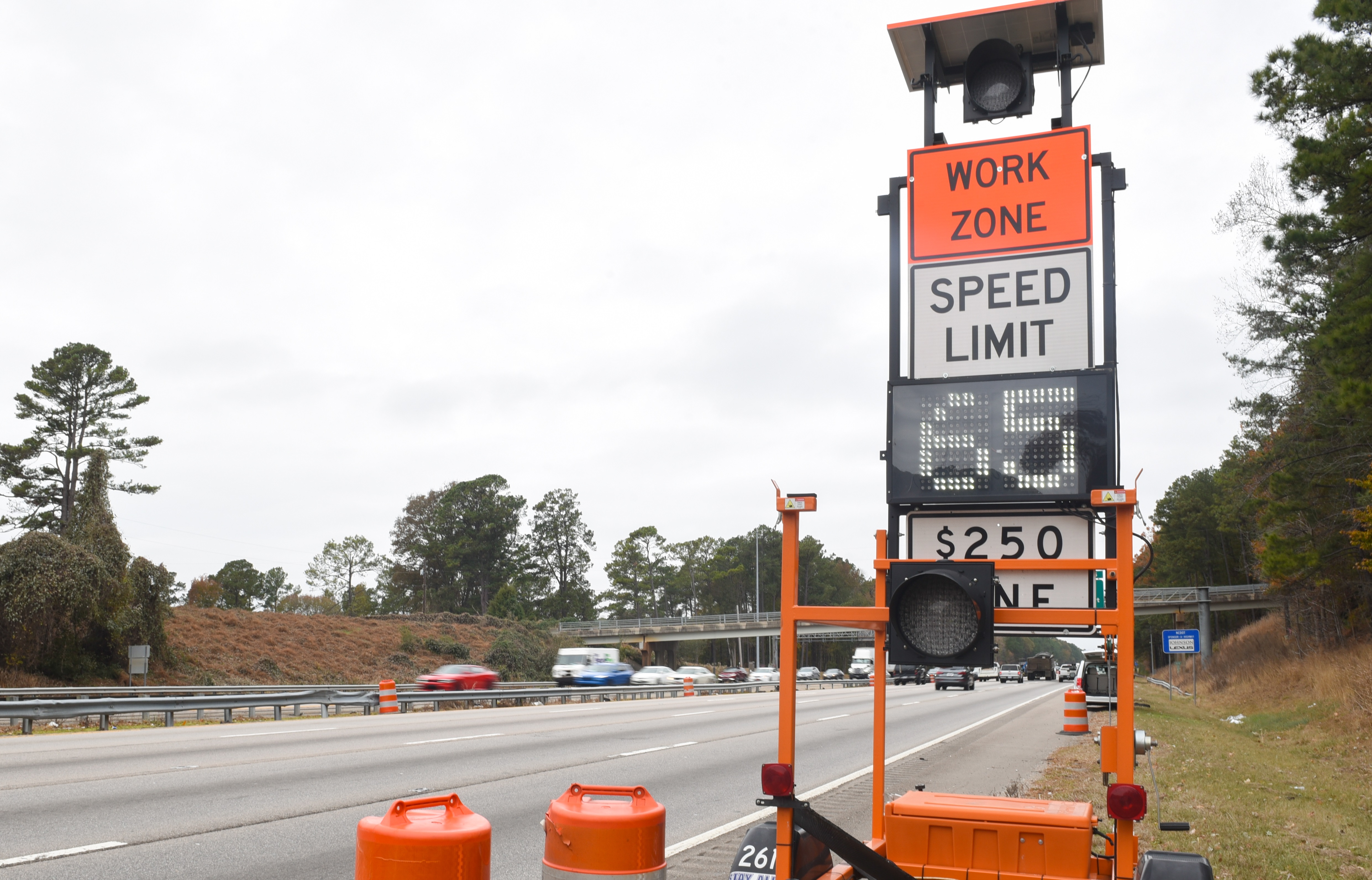 This highway work zones can be dangerous to drivers.
