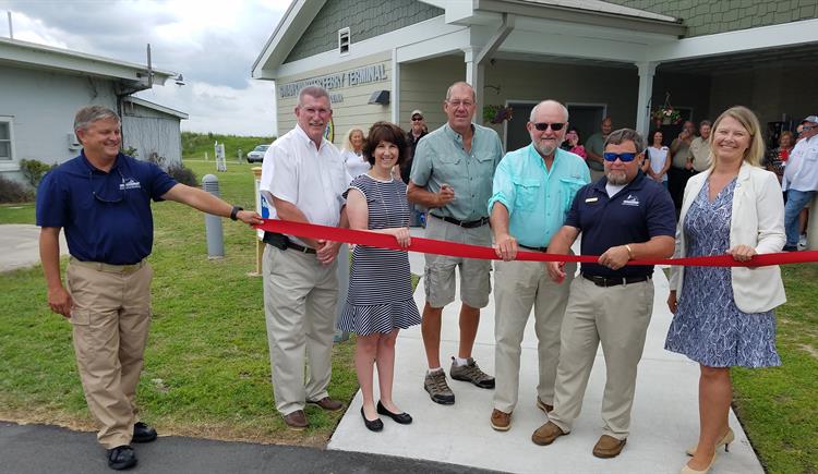 NCDOT and Hyde County officials cut a ceremonial ribbon Friday on the new Swan Quarter Ferry Terminal