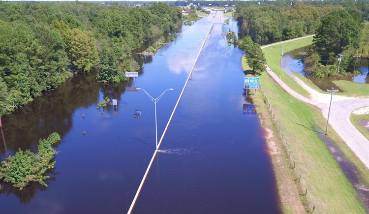 I-95 in Lumberton flooded after Hurricane Florence in 2018