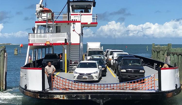Ferry transports people from Ocracoke Island to Hatteras Island