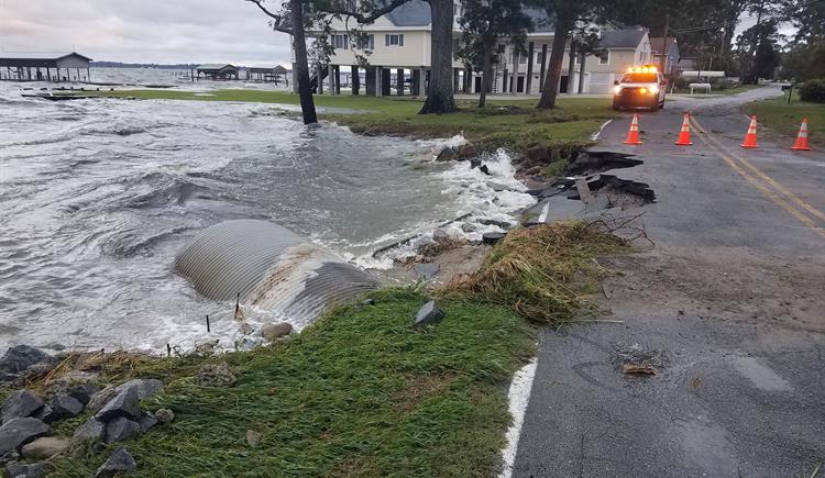 Bayview Road is damaged in Beaufort County by storm